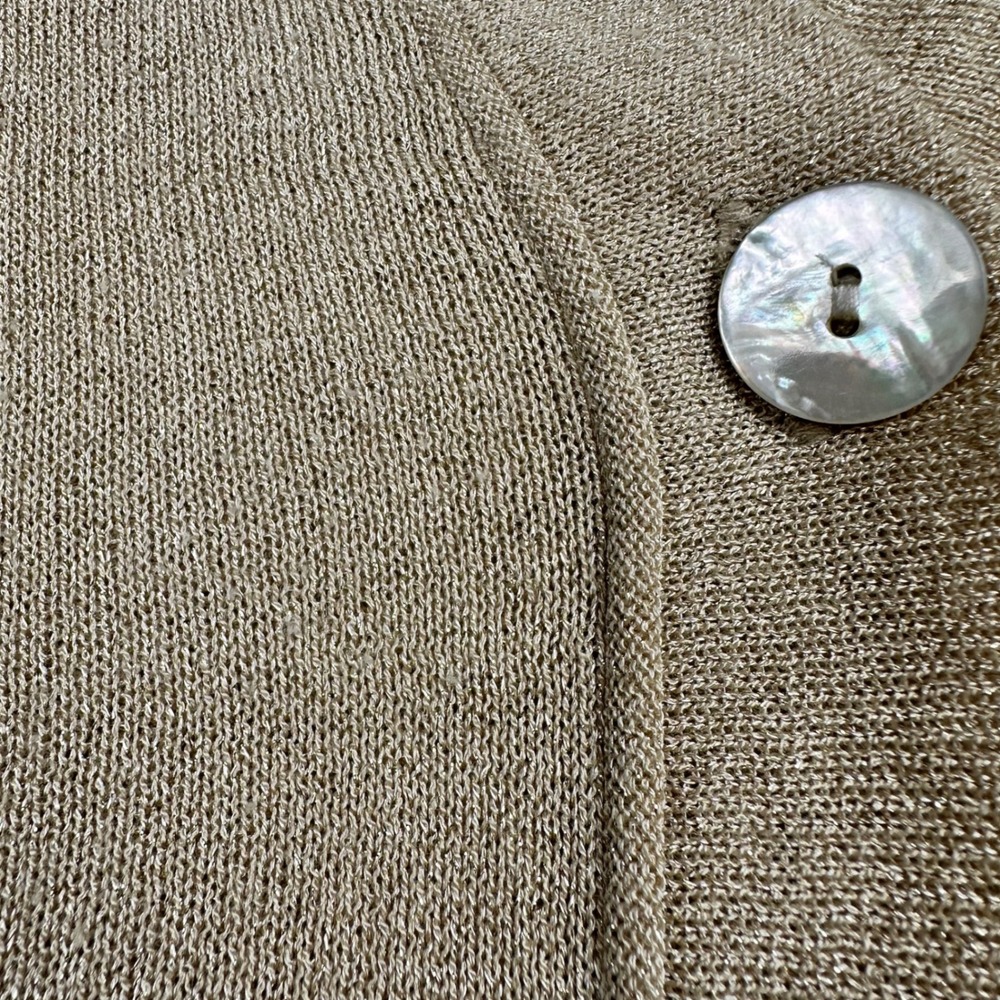 Chico's Gold Metallic Knit Cardigan V-Neck Button Front 3/4 Sleeve Size 2 Large - Picture 4 of 14